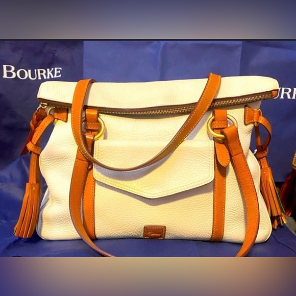 🌹🍃Dooney & Bourke White Leather Florentine Shopper Large Satchel~Shoulder Purse - Picture 12 of 14